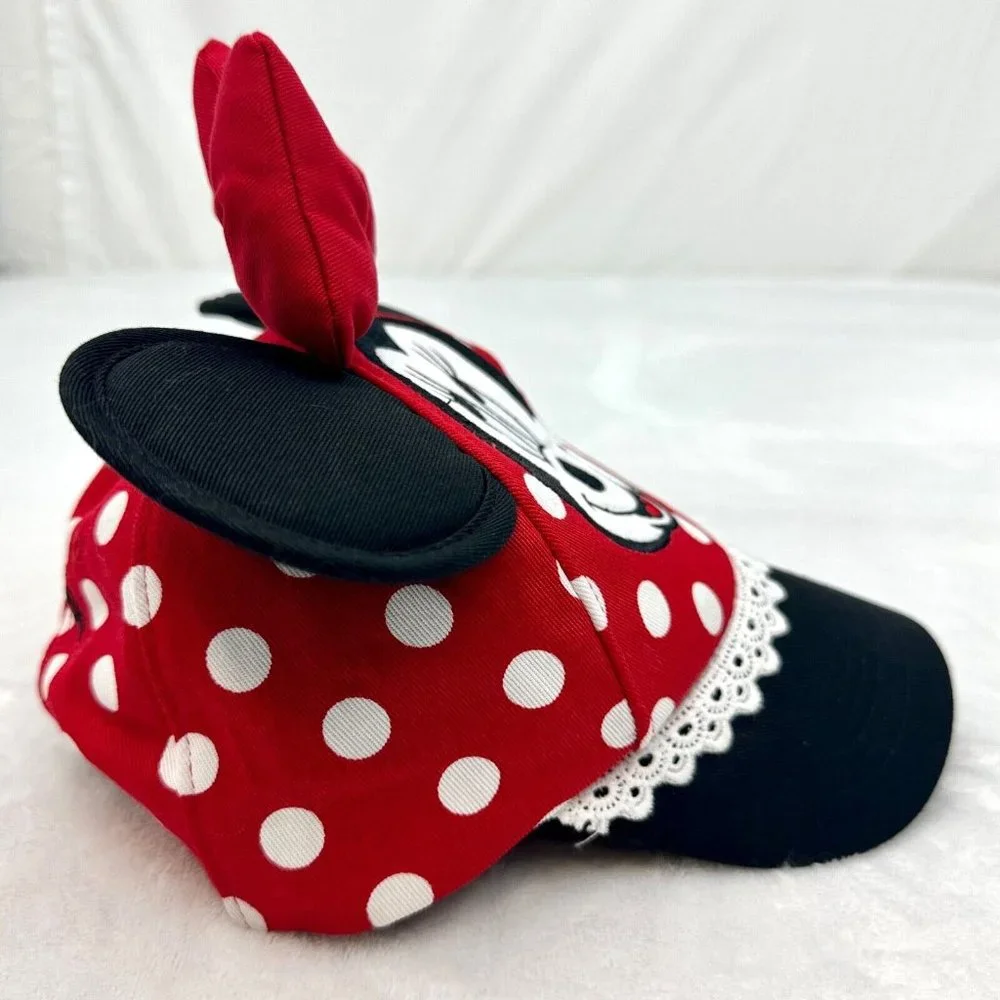 Disney Parks Minnie Mouse Snapback Adjustable Toddler Size Cap Hat Red Black